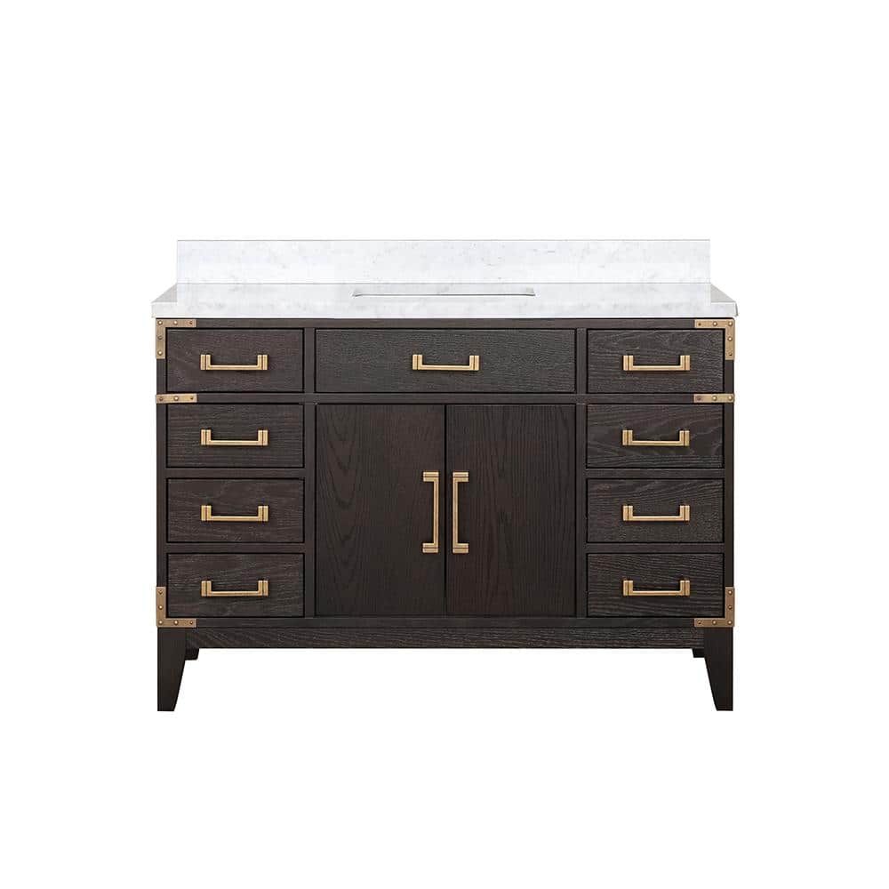 Fossa 48 in W x 22 in D Brown Oak Single Bath Vanity and Carrara Marble Top price history on PriceWatchPro