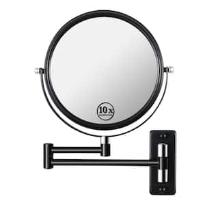 16.8 in. 11 in. Wall Mounted Bathroom Makeup Mirror 1X/10x Magnifying Mirror 8 in. Double Sided 360° Swivel Extendable