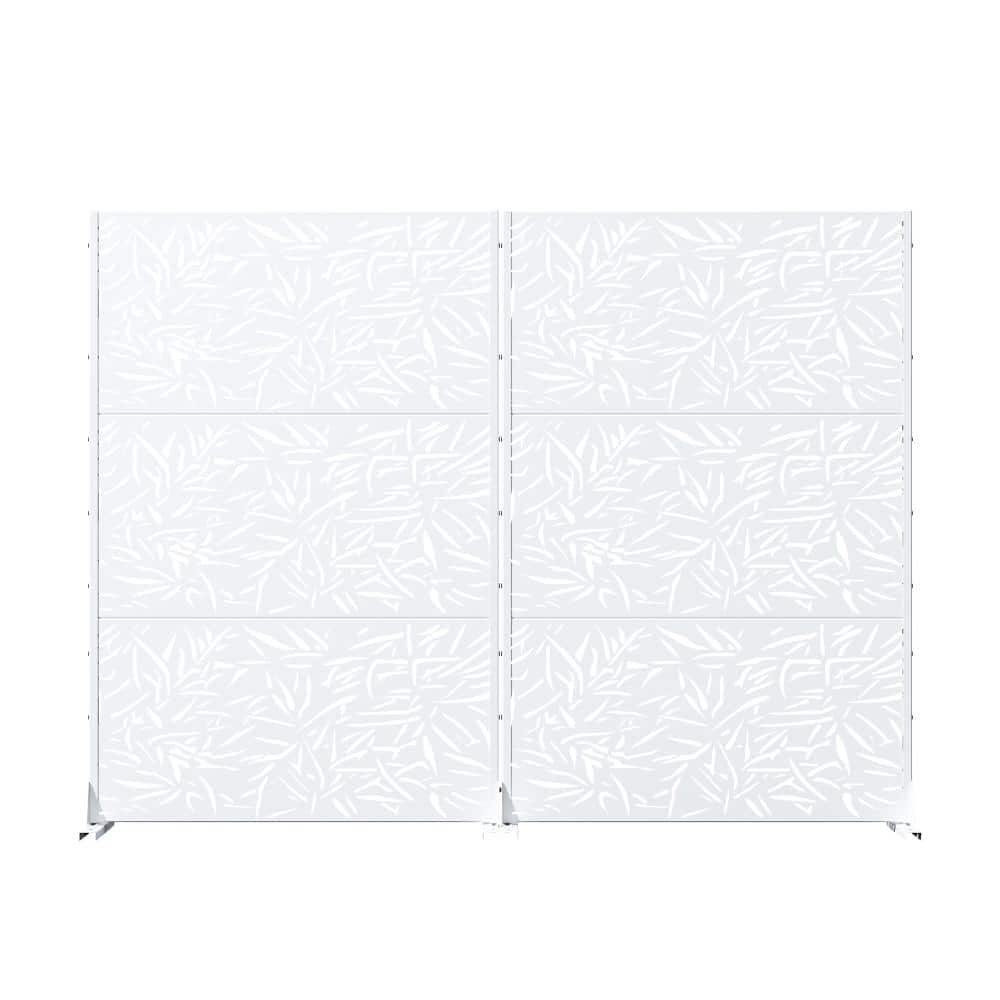 "72"" H x 47"" W White Metal Privacy Screen, Freestanding Outdoor Room Divider for Patio, Balcony, and Poolside (Set of 2)" price history on PriceWatchPro