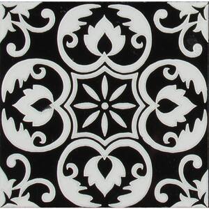 Tetris Florita Nero 6 in. x 6 in. Polished Marble Wall Tile (5 sq. ft./case)
