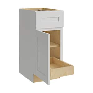 Newport Pacific White Plywood Shaker Assembled Base Kitchen Cabinet 1 ROT Soft Close Left 12 in W x 24 in D x 34.5 in H
