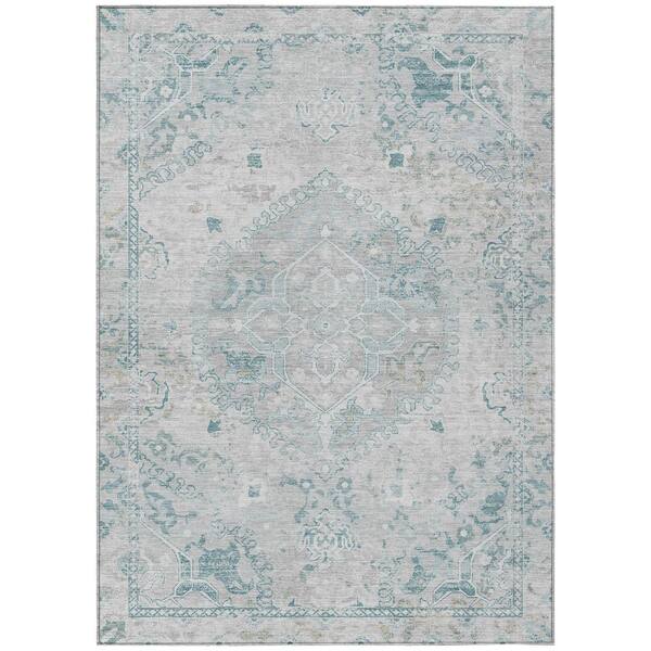 Chantille Machine Washable Indoor/Outdoor Abstract ACN3169 Silver 8 ft. x 10 ft. Area Rug