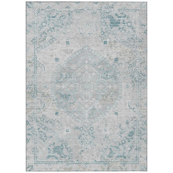 Chantille Machine Washable Indoor/Outdoor Abstract ACN3169 Silver 9 ft. x 12 ft. Area Rug