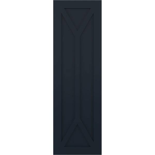 Ekena Millwork 15 in. x 67 in. PVC True Fit San Carlos Mission Style Fixed Mount Flat Panel Shutters Pair in Starless Night Blue
