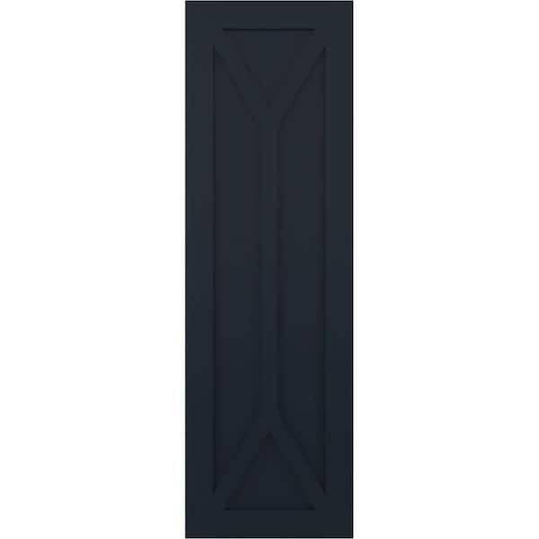 Ekena Millwork 18 in. x 37 in. PVC True Fit San Carlos Mission Style Fixed Mount Flat Panel Shutters Pair in Starless Night Blue
