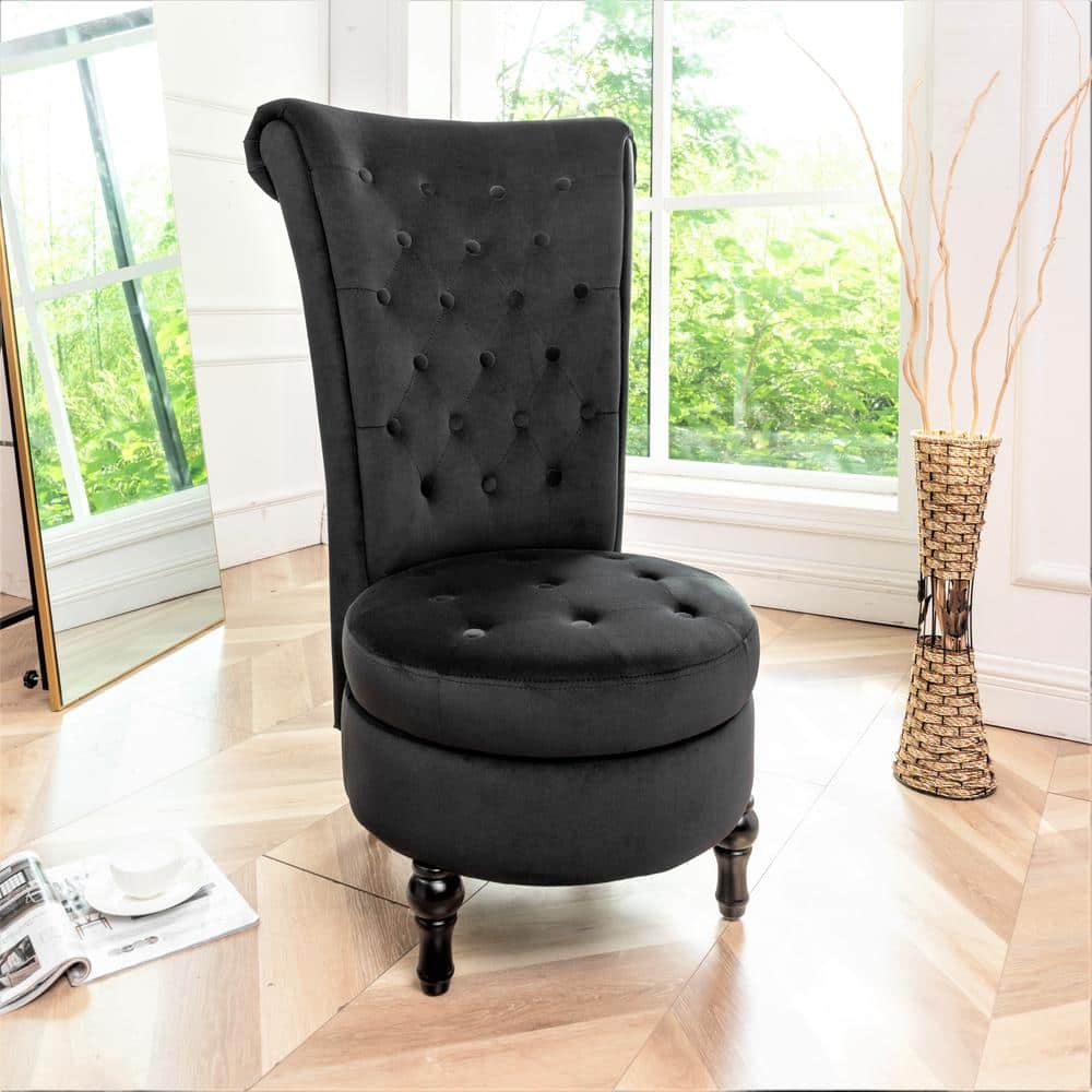 US Pride Furniture Gosser 20 in. Wide Black Velvet High Back Vanity Chair HD-C250 - The Home Depot