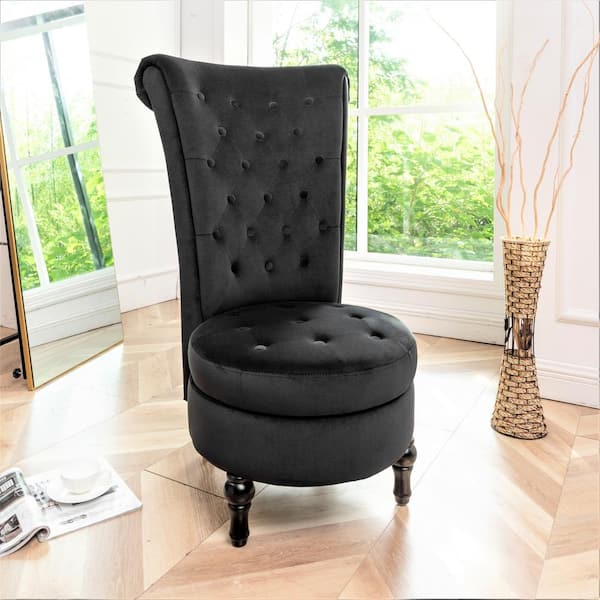 Black vanity online chair with back