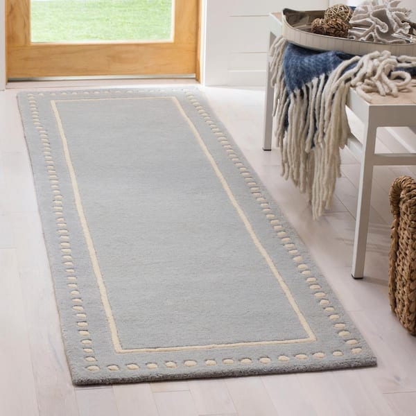 Bella Light Blue/Ivory 2 ft. x 7 ft. Border Runner Rug