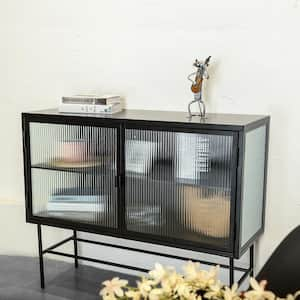 Black Pantry Organizer with Detachable Wide Shelves, Simple Modern Sideboard Storage Cabinet