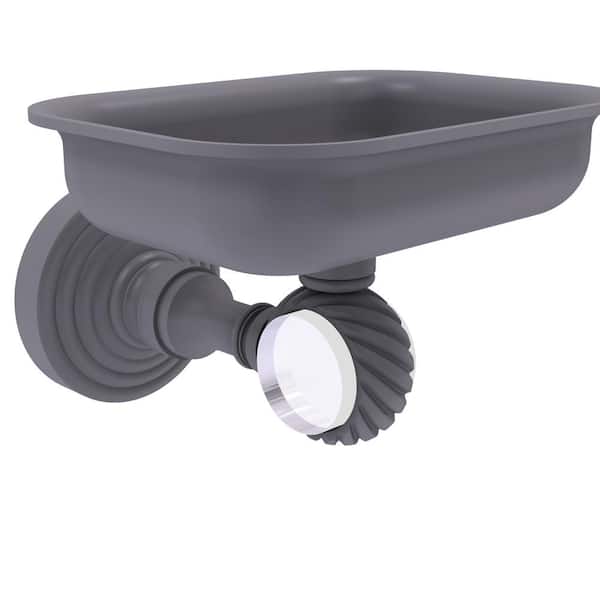 Allied Brass Pacific Grove Collection Wall Mounted Soap Dish Holder with Twisted Accents in Matte Gray