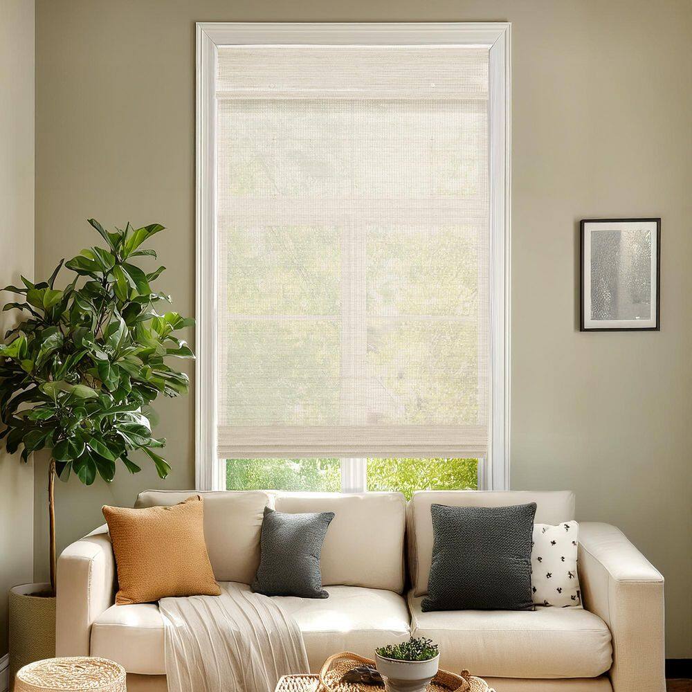 Light-Filtering Cordless Bottom-Up Mesh Sand Bamboo Window Shade 33.5 in. W x 48 in. L price history on PriceWatchPro