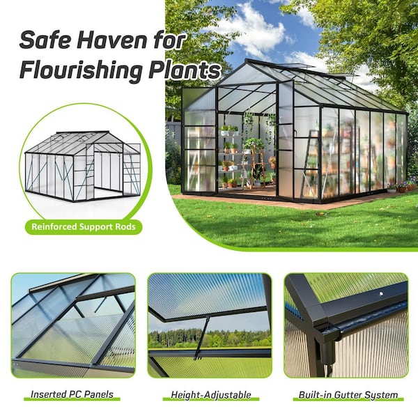 VIWAT 10 ft. W x 12 ft. D Greenhouse for Outdoors