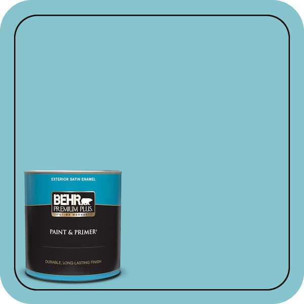 BEHR PREMIUM PLUS 1 qt. #520D-4 Shallow Sea Satin Enamel Exterior Paint & Primer