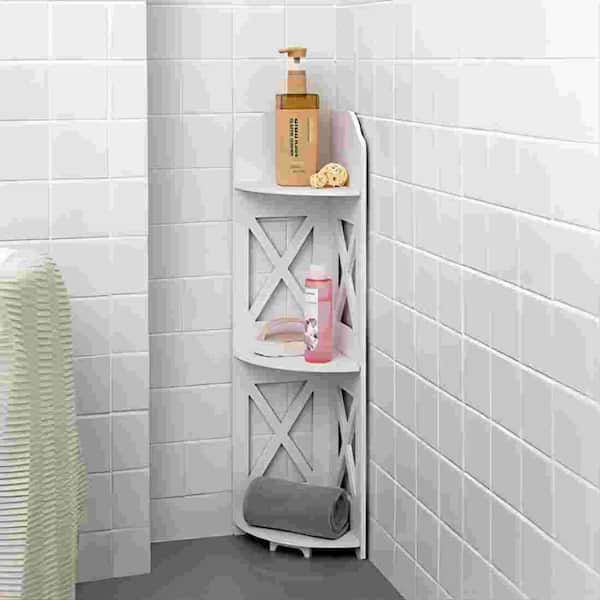 1pc Solid Bathroom Storage Corner Shelf