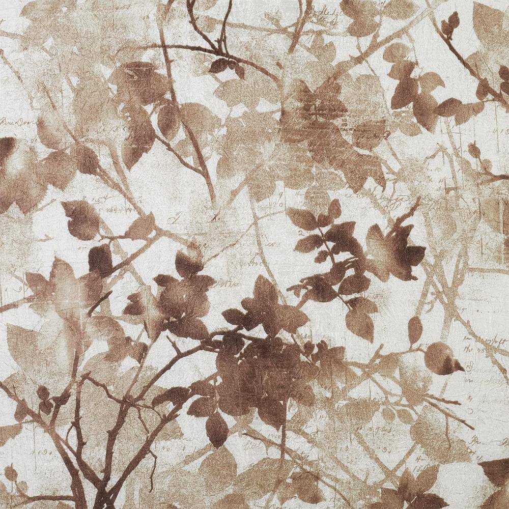 Tan Floral Blackout Grommet Polyester Window Drapes, 50x63