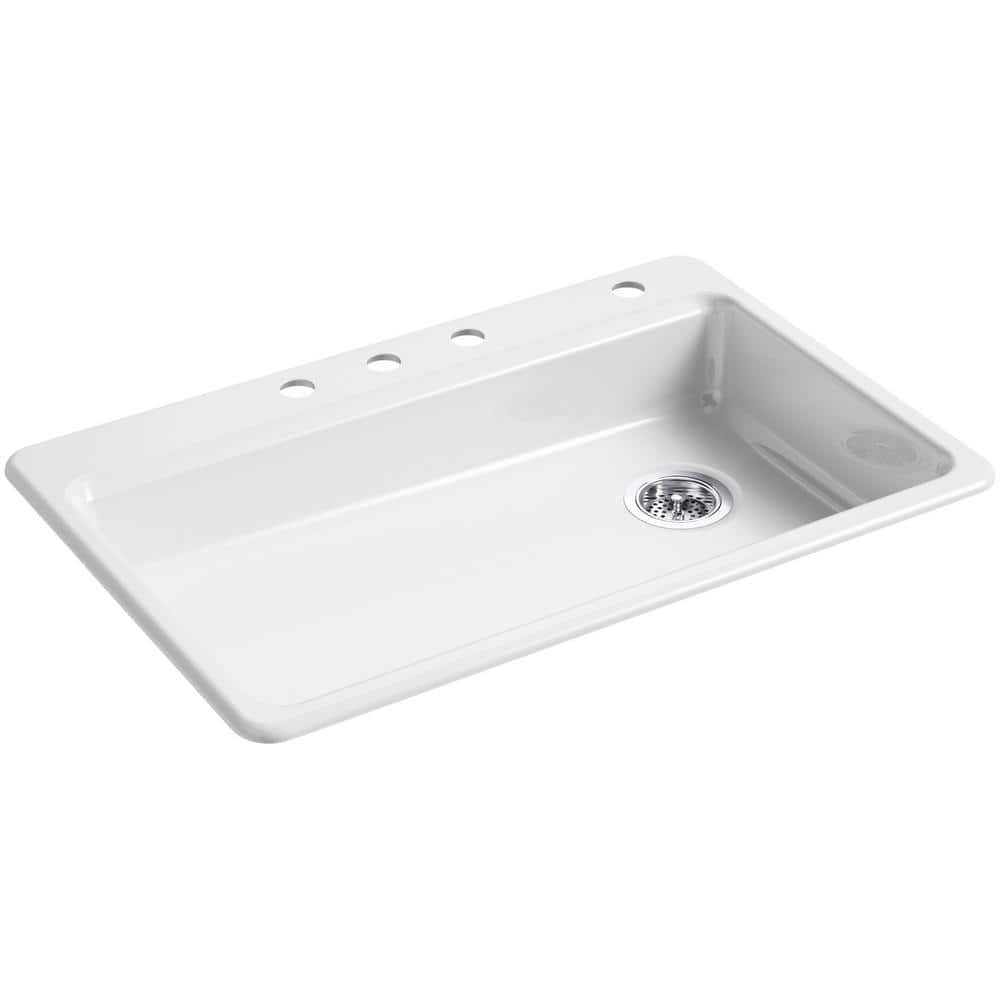 KOHLER Riverby DropIn Cast Iron 33 in. 4Hole Single Basin Kitchen