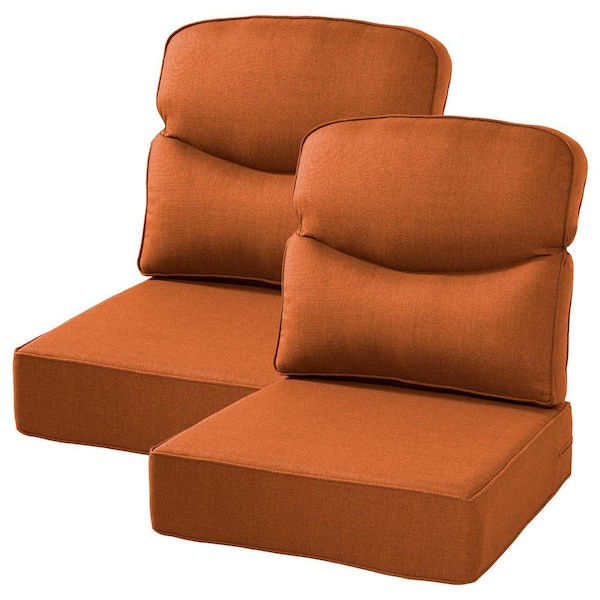 24 in. W x 24 in. D 4-Piece High Back Universal Outdoor Lounge Chair Cushion in Orange
