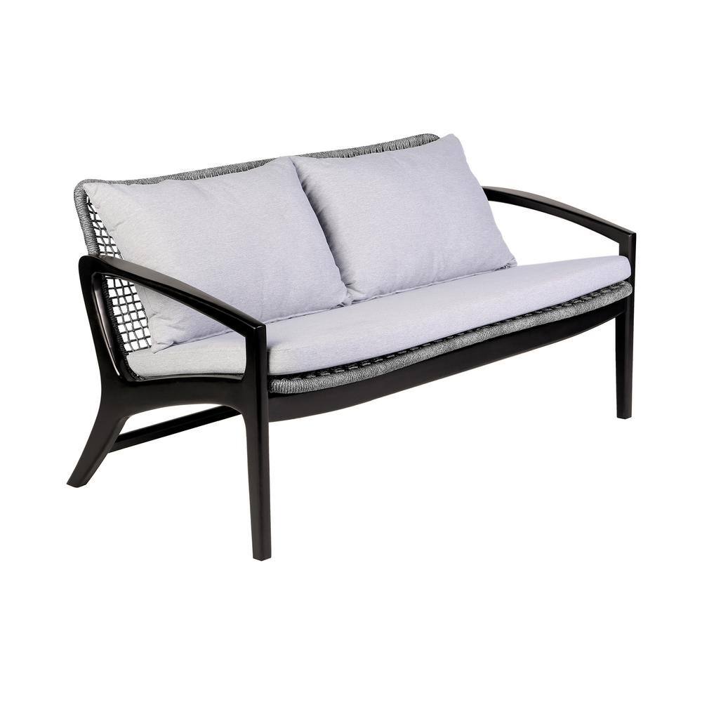 Beckham Dark Eucalyptus Wood Outdoor Sofa with White Cushions