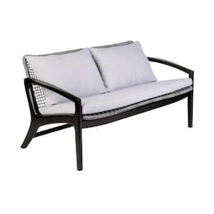 Beckham Dark Eucalyptus Wood Outdoor Couch with White Cushions