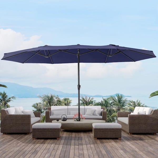 15 ft round patio umbrella 15 ft. Patio Umbrella,Waterproof and UV Protection Round Market Umbrella in  Navy with Metal Frame and Crank Handle Qr6MQsCR6ilAz8PFQ8tM-0601