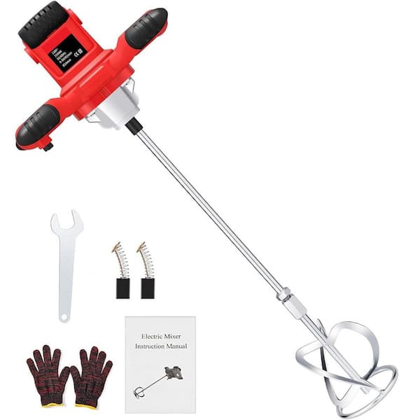 KIWDZFU Handheld Electric Cement Mixer 6-Speed Adjustable Red Mud Mixer Drill Tool for Concrete Paint Mortar Grout Plaster