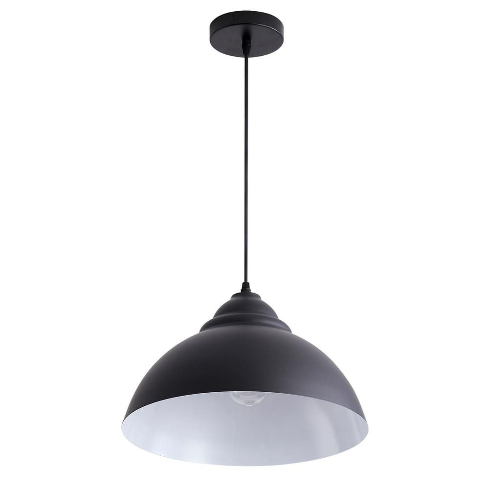 aiwen 40-Watt 14.6 in. 1-Light Farmhouse Island Black Pendant Light Adjustable Metal Industrial Hanging Ceiling Light