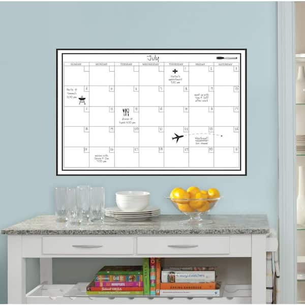24 in. x 36 in. White Monthly Calendar Memo Board
