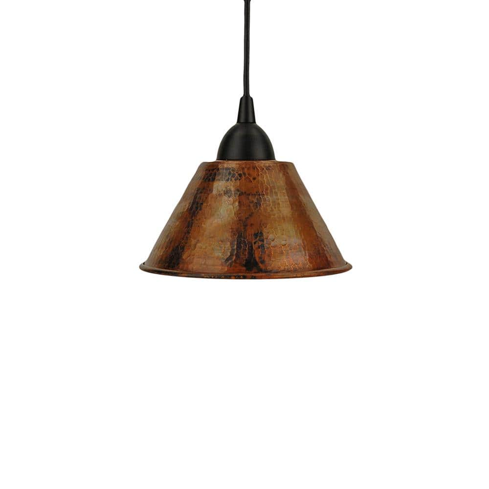 Hammered Copper 7" Pendant Light in Oil Rubbed Bronze with Matte Black Cord
