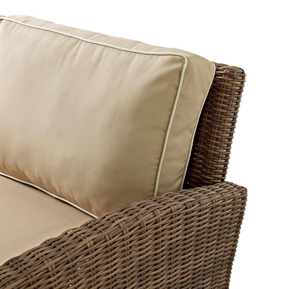 Sand and Brown Wicker Lawson Outdoor Loveseat