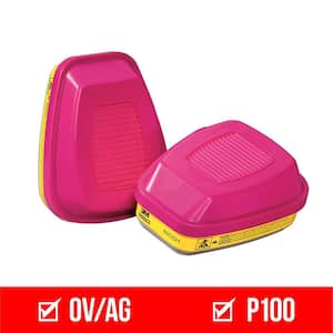 OV AG P100 Replacement Respirator Cartridges for Professional Multi-Purpose Reusable Respirator (1-Pair)
