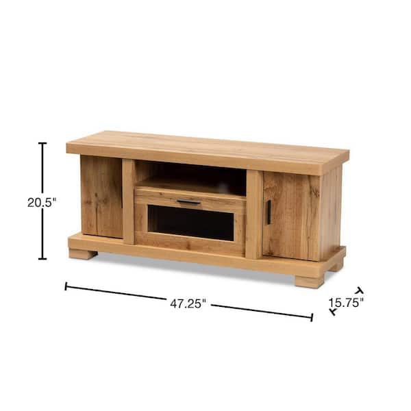 Baxton Studio Viveka 47.25 in. Oak Brown and Black TV Stand Fits