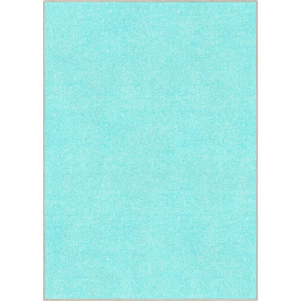 Well Woven Turquoise 7 ft. 7 in. x 9 ft. 10 in. Flat-Weave Plain Solid Modern Area Rug