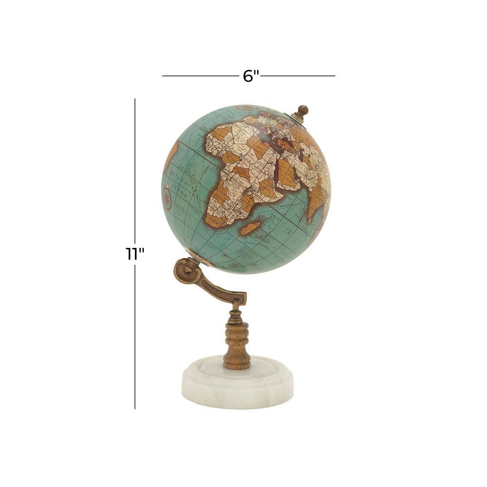Teal Abstract Marble Base 14" Decorative Globe