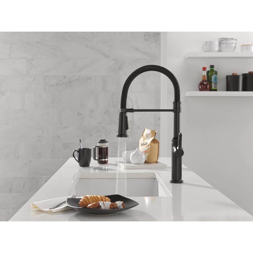 Matte Black Commercial Style Kitchen Faucet with Pull Down Sprayer