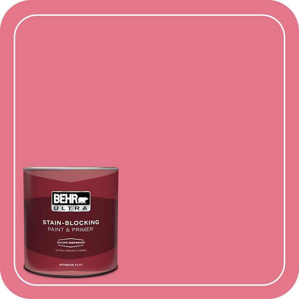 BEHR ULTRA 1 qt. #120B-6 Watermelon Pink Extra Durable Flat Interior Paint & Primer