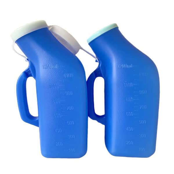 Waterless Urinal in Blue, Portable 1200ml/34oz for Hospital, Camping, Travel, Home Use, 2 Pack