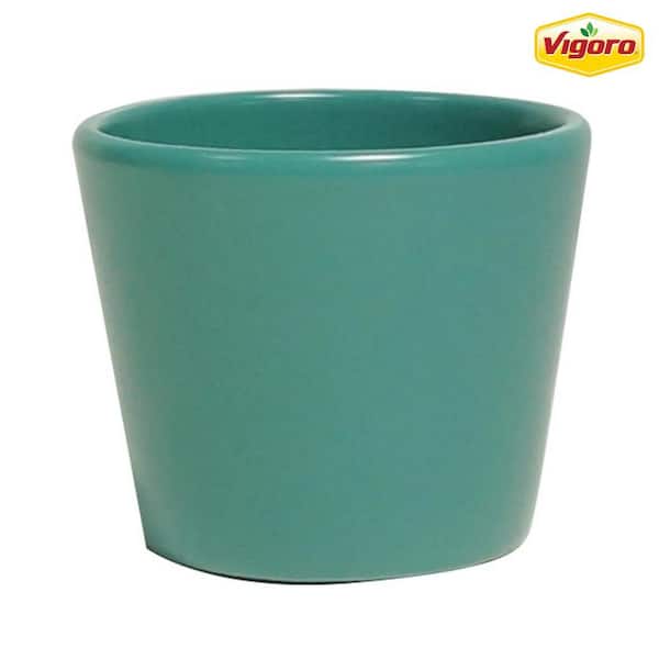 Vigoro 3 in. Lexie Small Green Ceramic Flare Planter (3 in. D x 2.6 in. H)