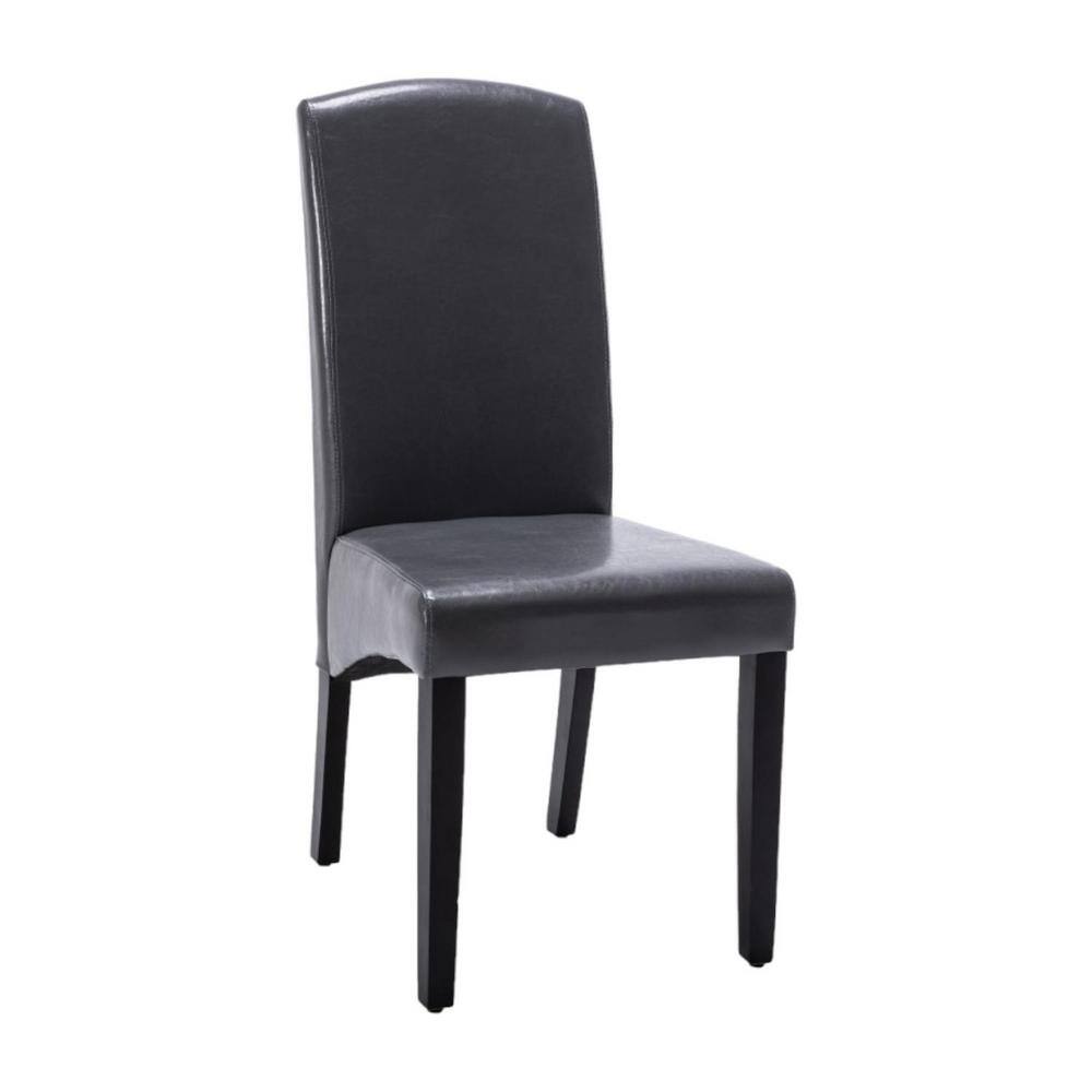 Dark Gray and Black Faux Leather Upholstered Parsons Side Chairs