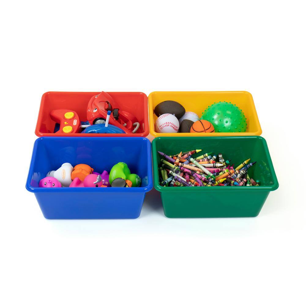 Small Primary Color Plastic Stackable Storage Bins, Set of 4