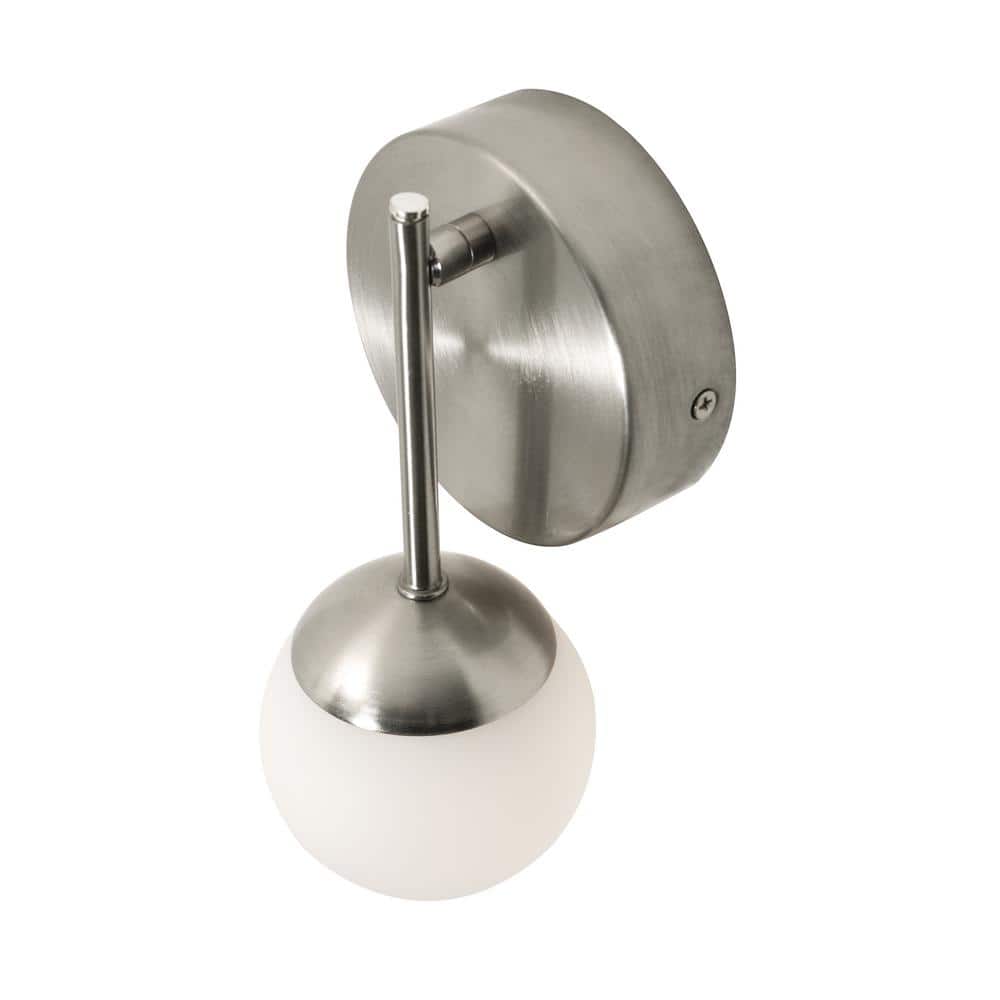 Pearl 9" Satin Nickel LED Wall Sconce with White Glass Shade