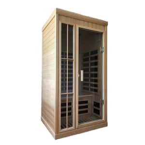 1-Person Hemlock Infrared Sauna with LED Color Lights