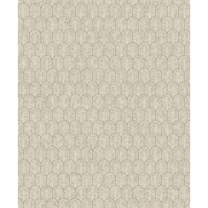Lustre Collection Cream Geometric Arch Shimmer Finish Paper on Non-woven Non-pasted Wallpaper Roll