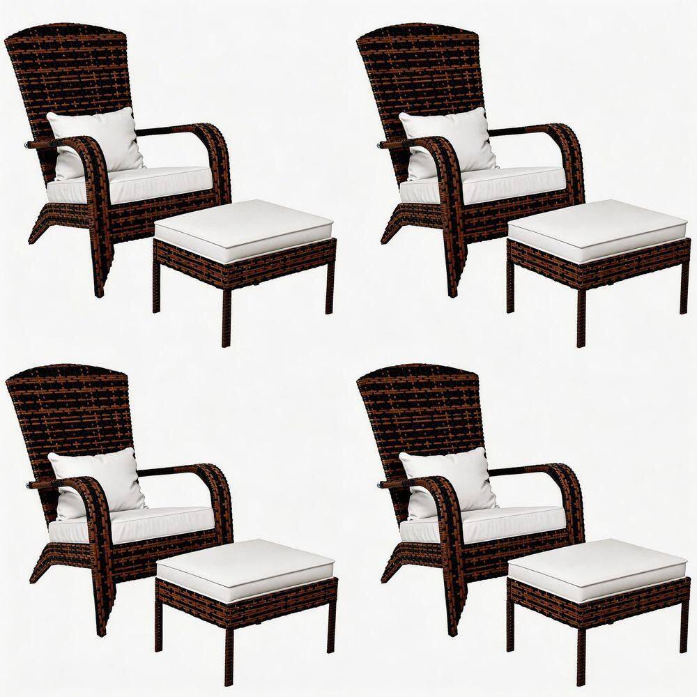 Modern White Wicker Adirondack Chair with Ottoman Set of 4 price history on PriceWatchPro