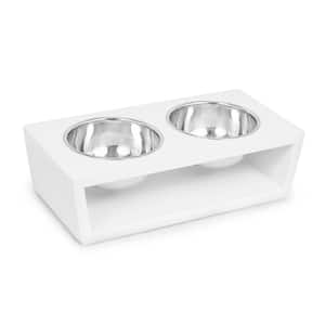 WIAWG Elevated Dog Feeding Station with Storage and 2 Stainless Steel Bowls,  Raised Dog Bowl Feeder with Drawer in White YLM-AMKF170246-01 - The Home  Depot