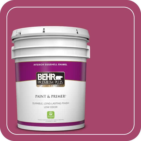 BEHR PREMIUM PLUS 5 gal. Home Decorators Collection #HDC-SM14-1 Fuschia Flair Eggshell Enamel Low Odor Interior Paint & Primer