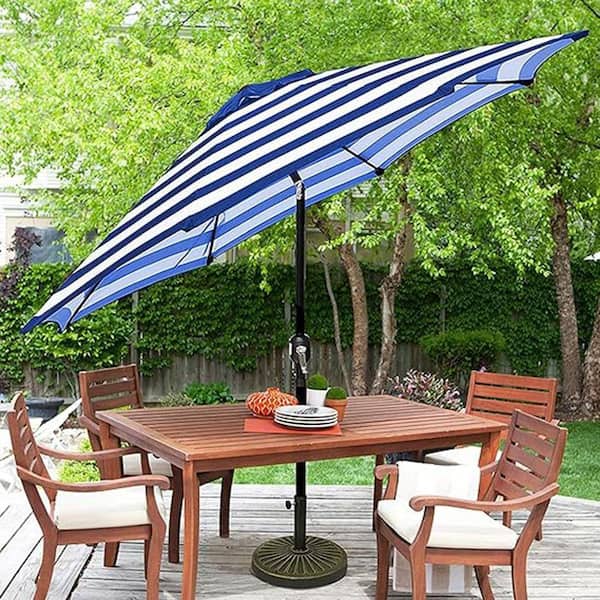 blue white striped patio umbrella Unbranded 9 ft. Outdoor Patio Umbrella, Outdoor Table Umbrella in Blue and  White Stripe PUE47FVT