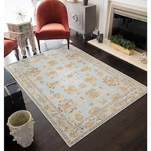 Beaumont Legacy Blue 2'6"x8' Traditional Gold Area Rug