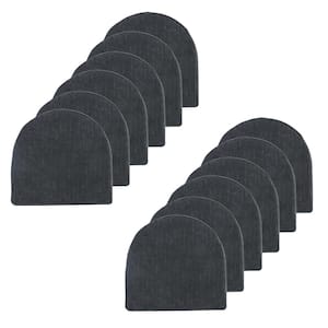High Density Memory Foam 17 in. x 16 in. U-Shaped Non-Slip Indoor/Outdoor Chair Seat Cushion with Ties, Black (12-Pack)