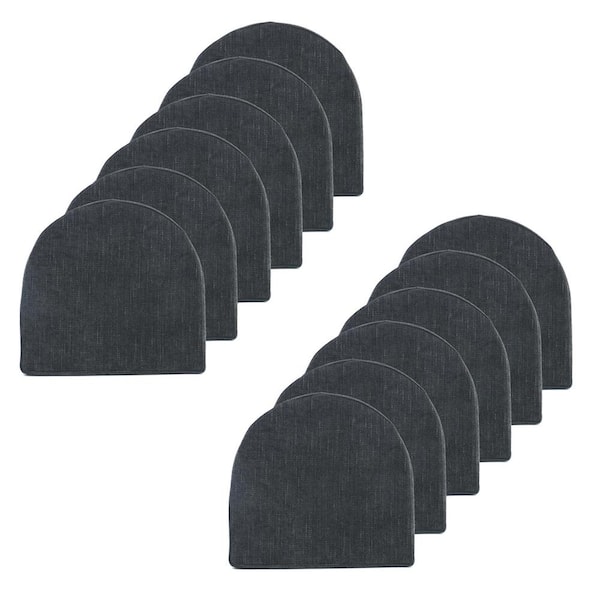 Sweet Home Collection High Density Memory Foam 17 in. x 16 in. U-Shaped Non-Slip Indoor/Outdoor Chair Seat Cushion with Ties, Black (12-Pack)