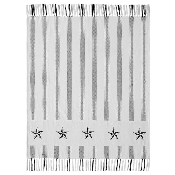 Sawyer Mill Country Black Soft White Ticking Stripe Woven 50 in. x 60 in. Cotton Blend Throw Blanket